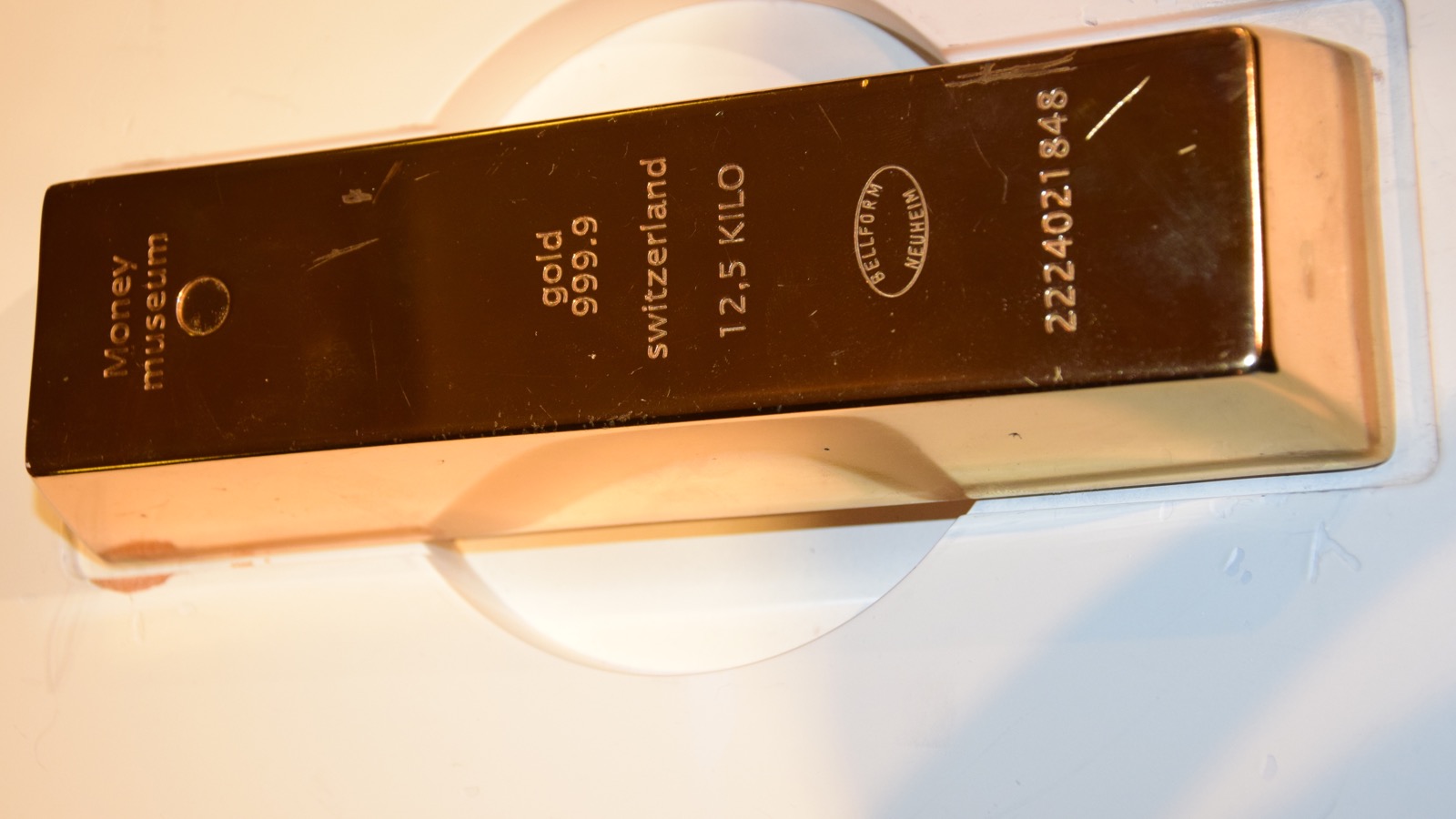 Lingot d’or exposé au Swiss Money Museum